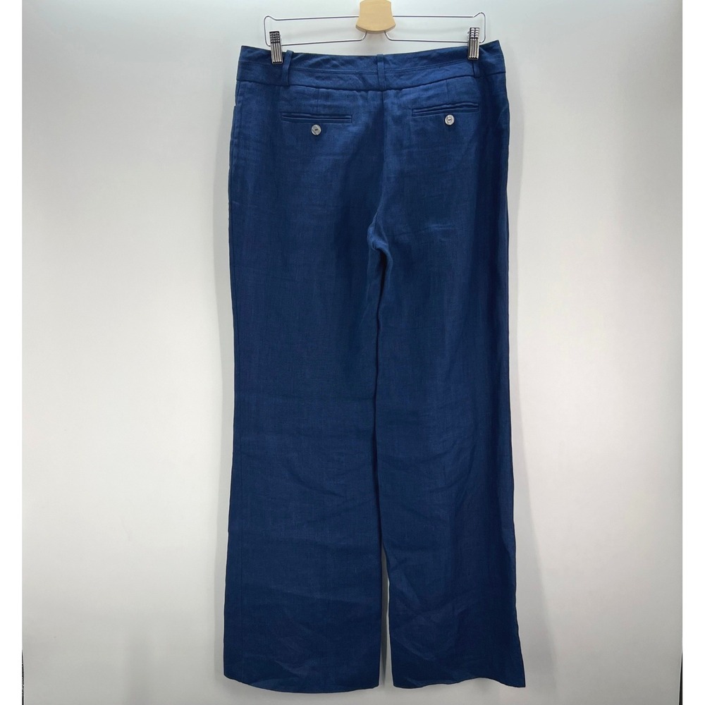 The Limited Cassidy Fit Blue Linen Wide Leg Pants Size 8 Reg Linen Trousers - Picture 2 of 9